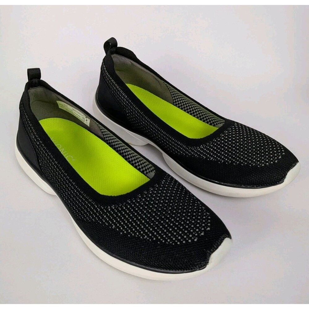 VIONIC Comfort Shoes Women's Size 9.5 Kallie Black Slip-On Knit Sporty Flats Low